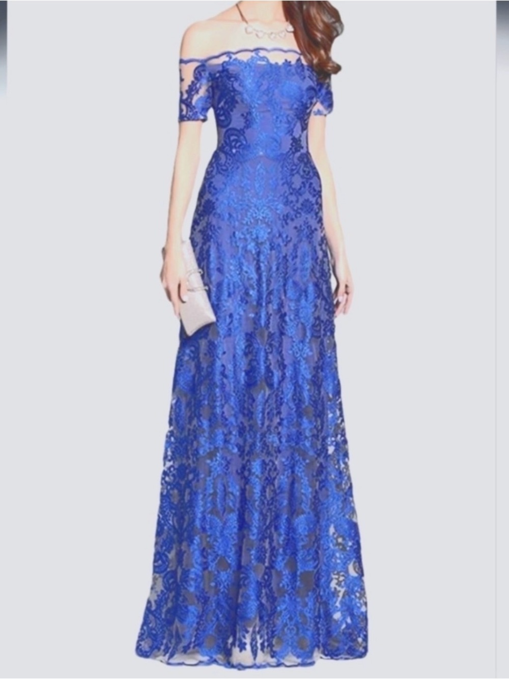 Blue Lace Overlay Women's Dress